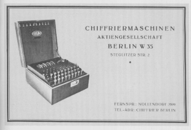 The First Page of the Scherbius Enigma sales brochure